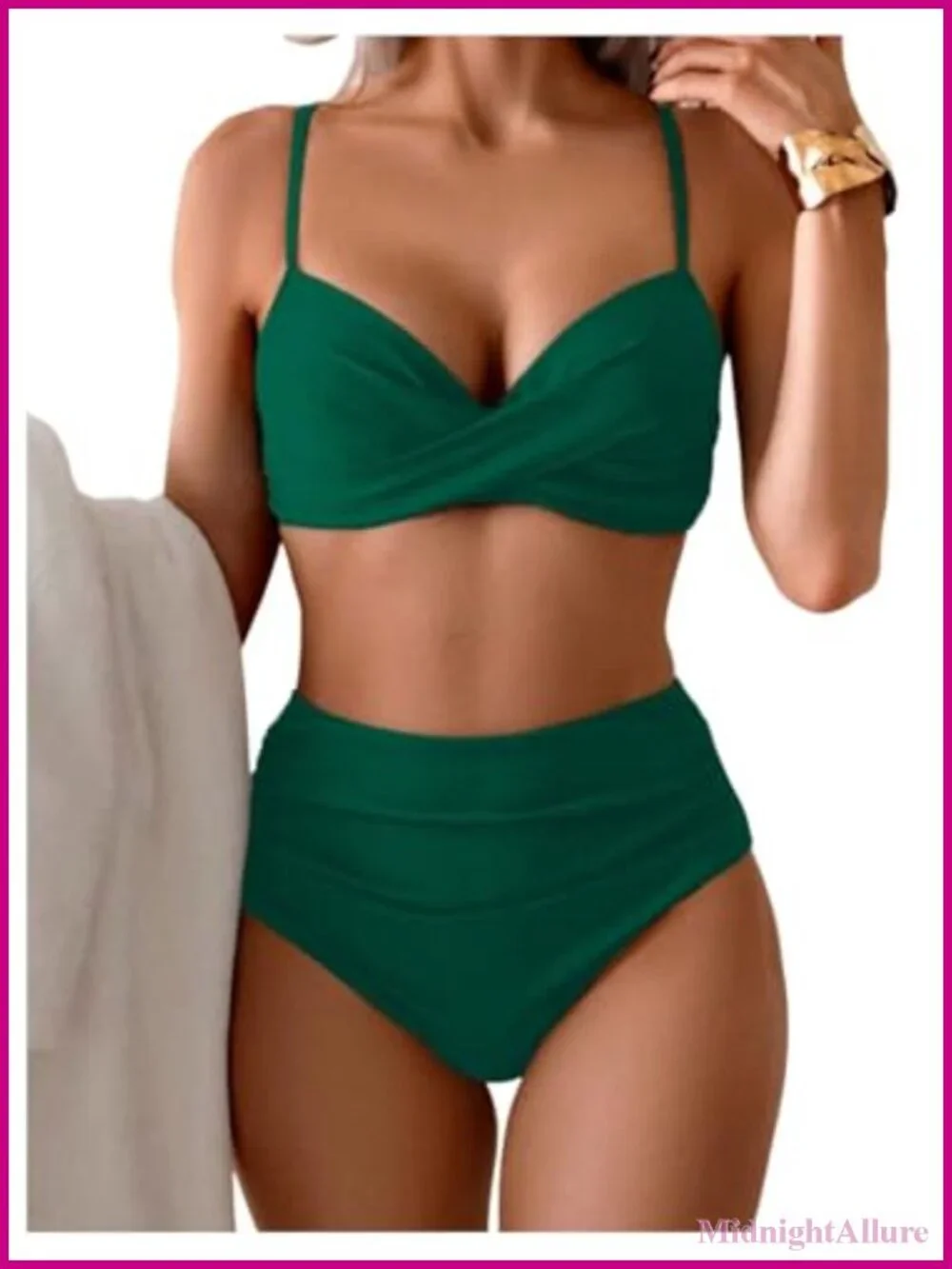 Women's 2 Piece Twist Front Bikini Set High Waisted Ruched Bathing Suit